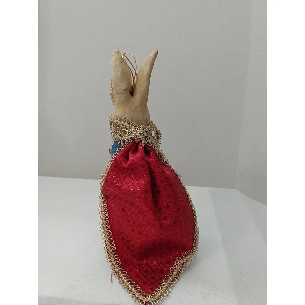 VTG Paper Mache Rabbit Hand Painted Christmas Tree Ornament Holiday decor